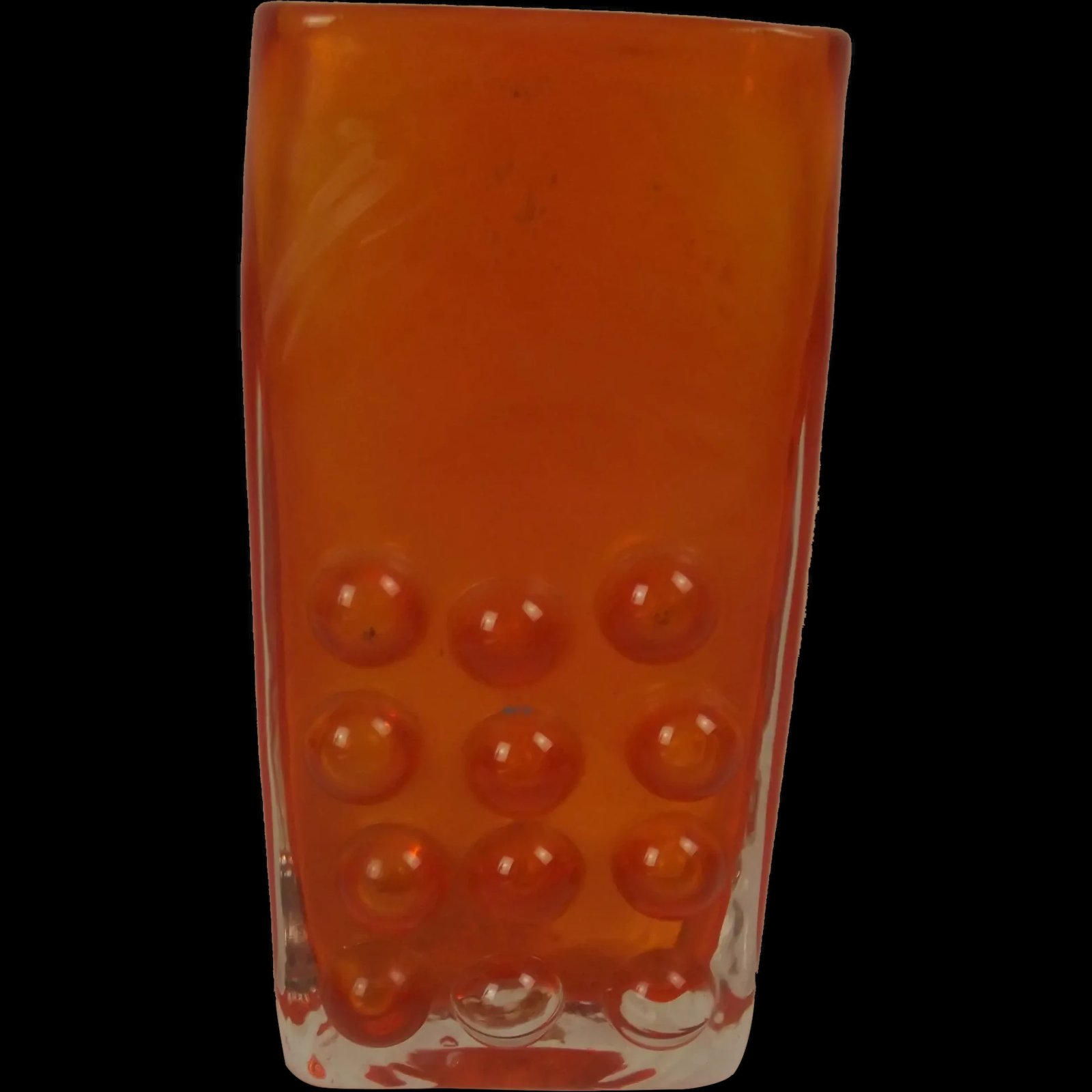 Whitefriars Tangerine Mobile Phone Vase By Geoffrey Baxter Circa 1969