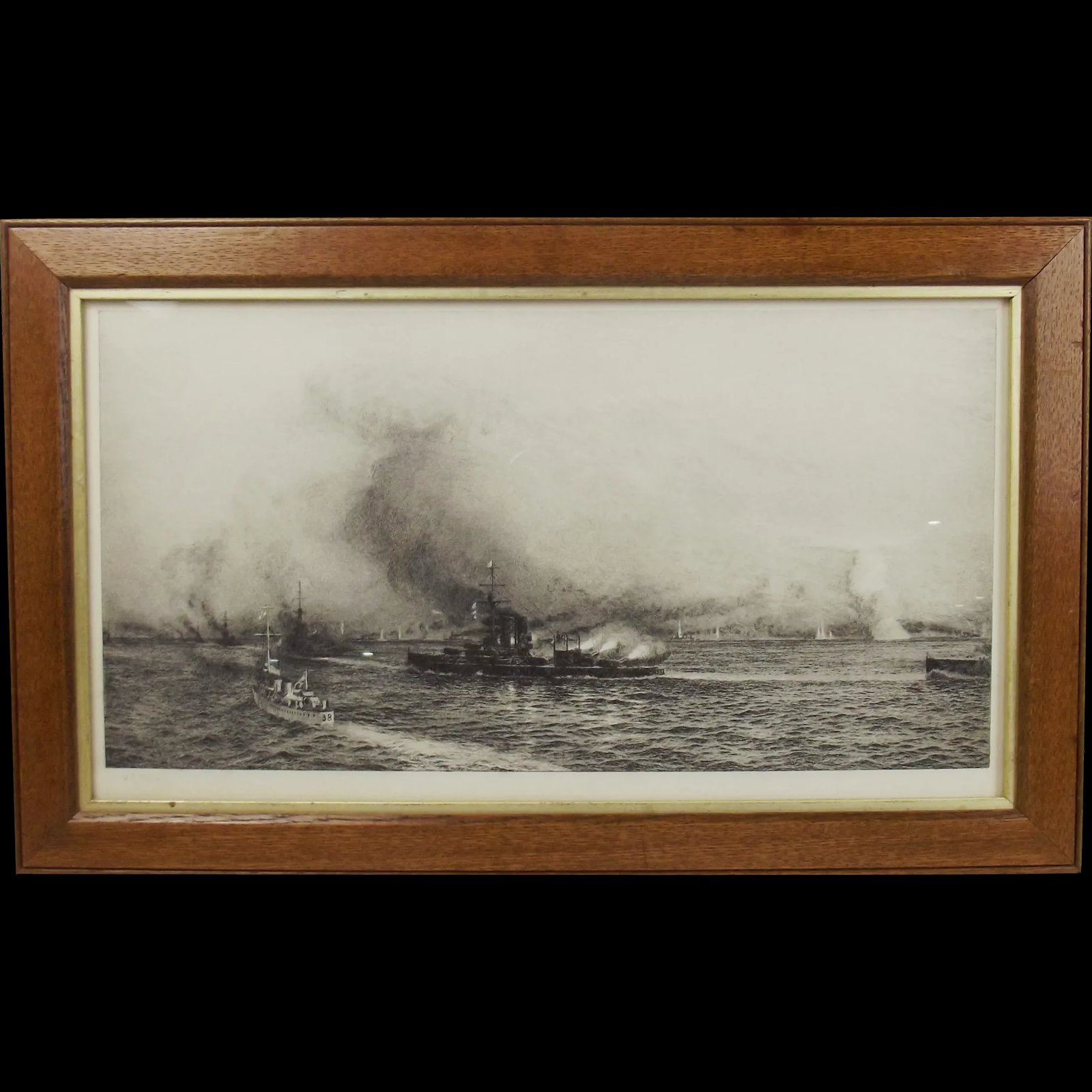 William L. Wyllie Signed Etching Of Windy Corner Jutland c1916