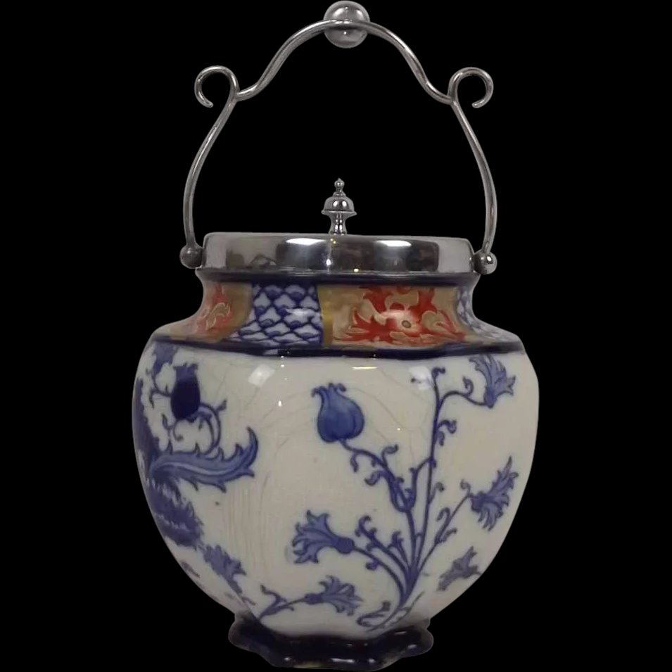 William Moorcroft For James MacIntyre Aurelian Ware Biscuit Barrel, c.1900