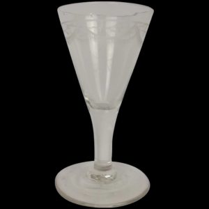 c1810 Funnel Shaped Etched Floral Swag Cordial Glass