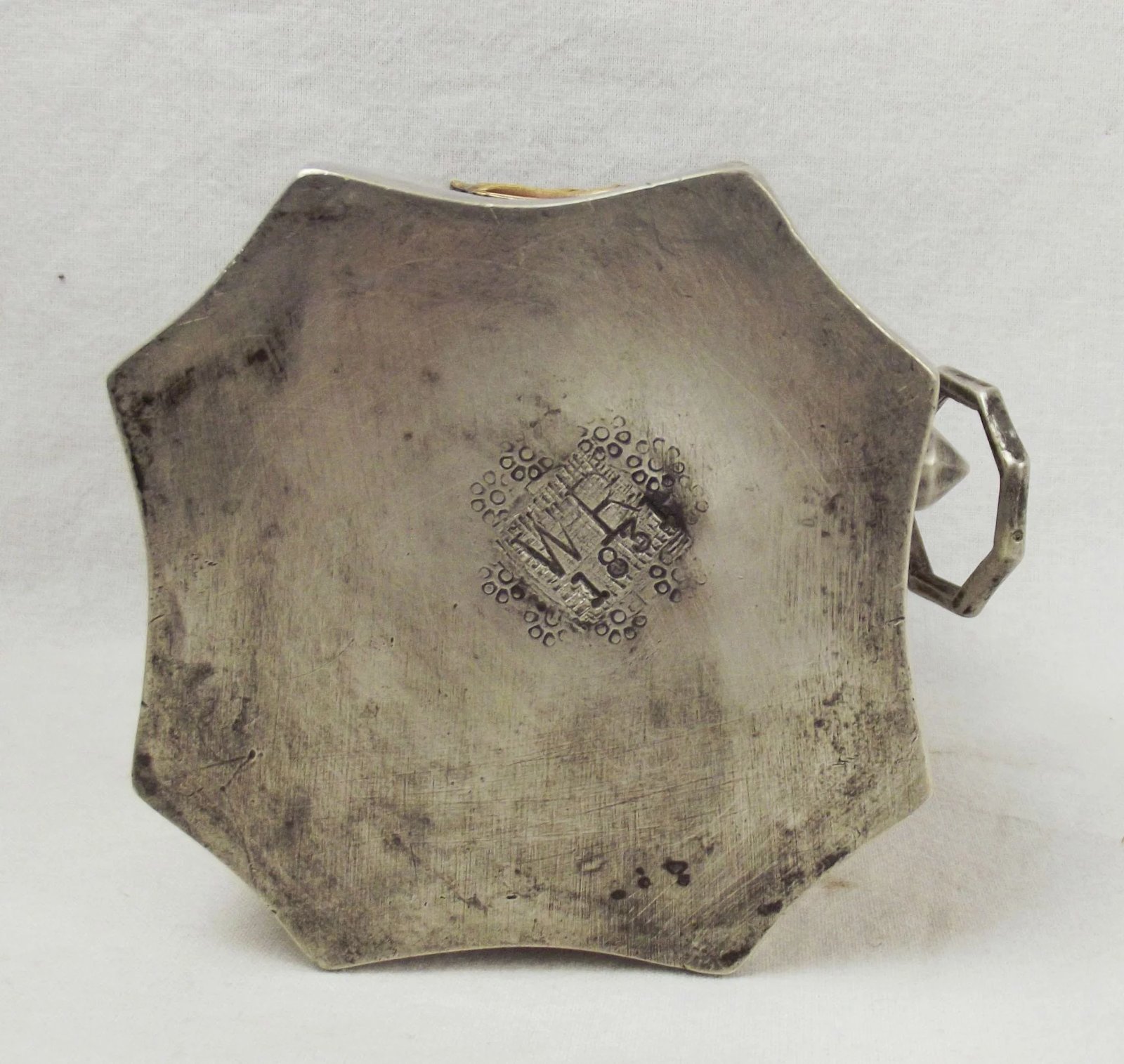 c1830 White Metal Lidded Tobacco Jar With Kings Crow Motif - Image 6
