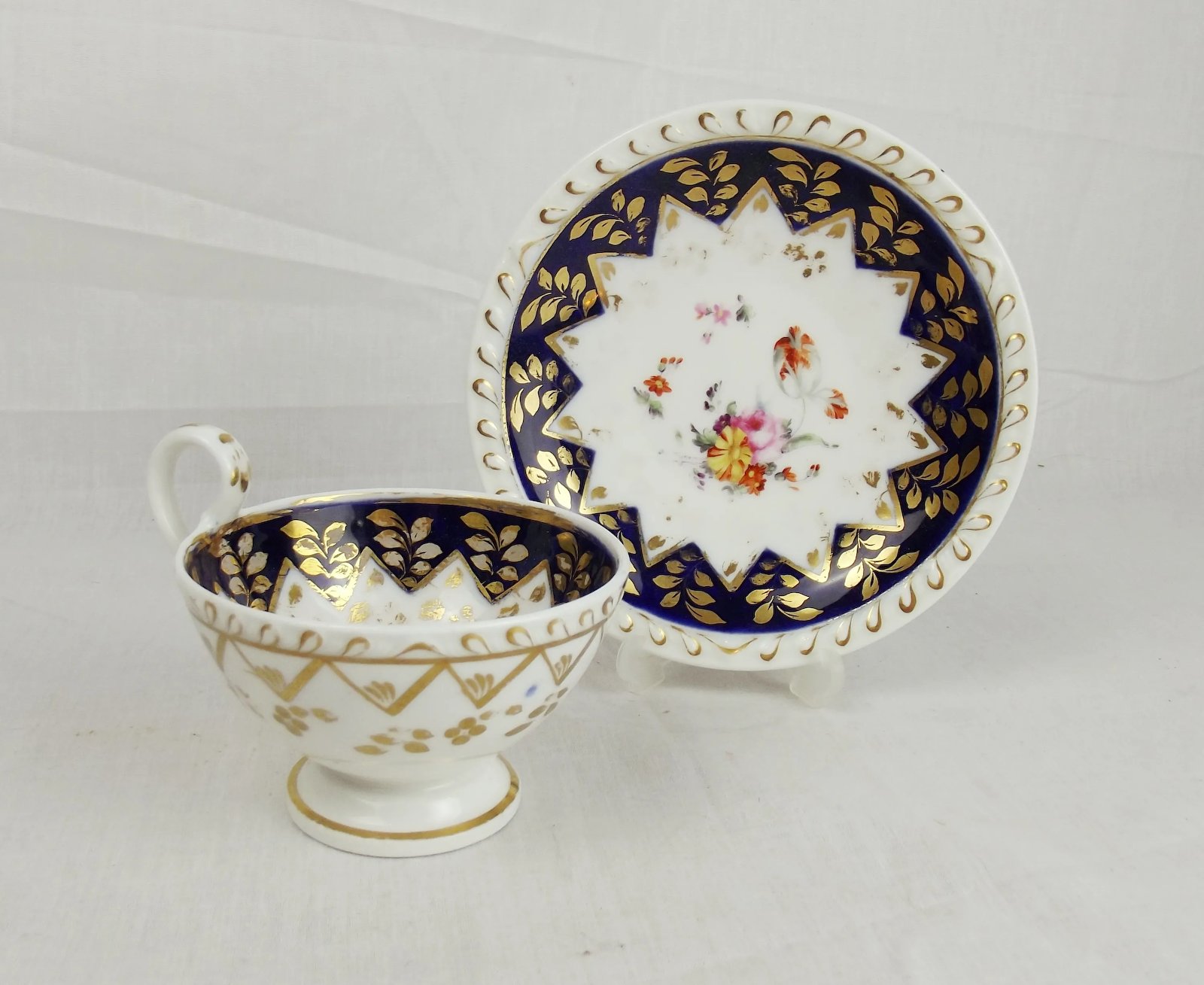 c1850’s Ridgeway Porcelain High Loop Handle Cup & Saucer