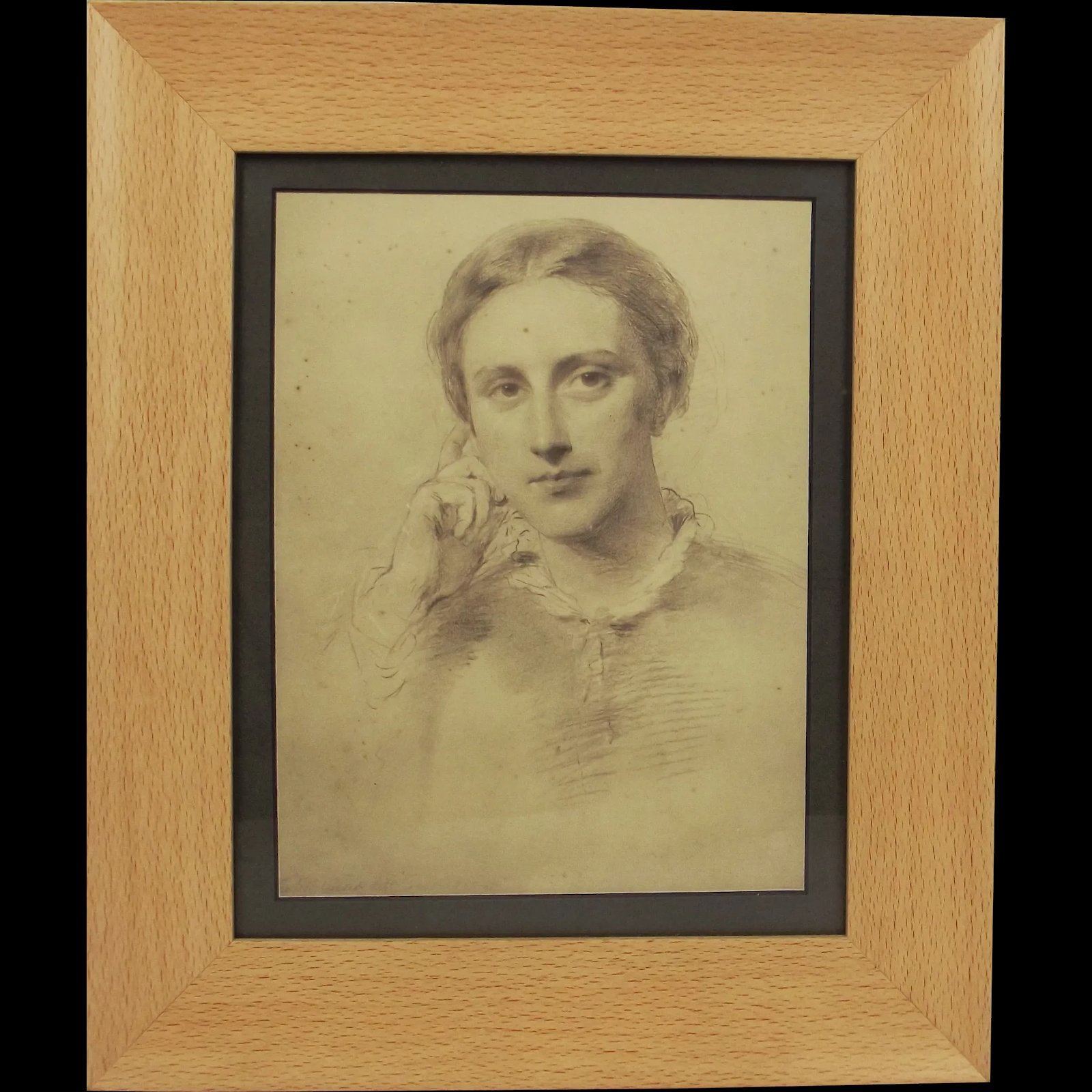 c1860 George Richmond Framed Pencil Sketch Of A Lady