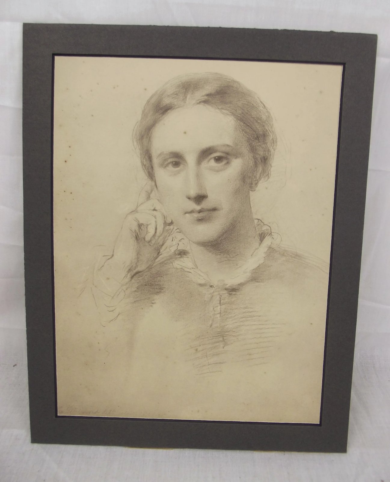 c1860 George Richmond Framed Pencil Sketch Of A Lady - Image 3