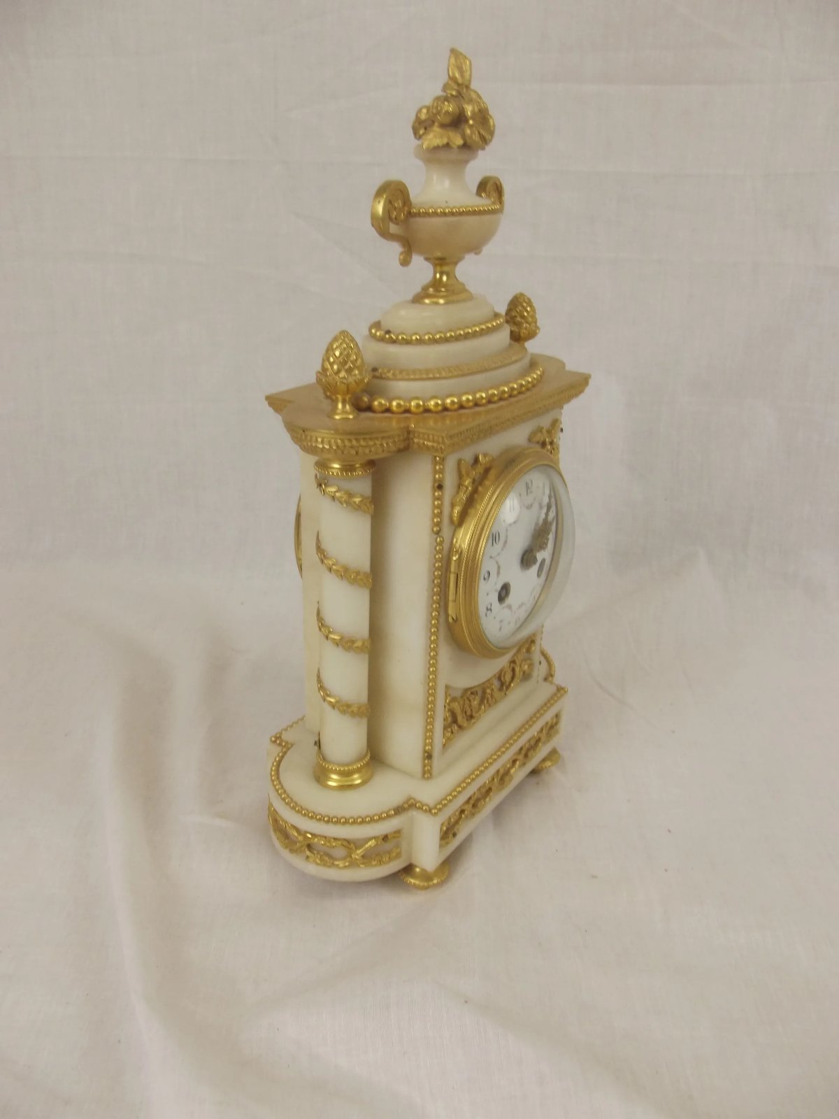 c1880 Striking French Ormolu And White Marble Mantle Clock - Image 11