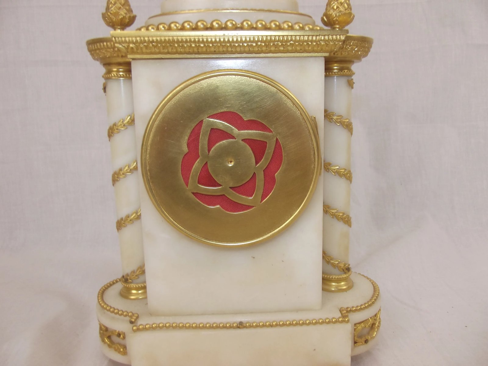c1880 Striking French Ormolu And White Marble Mantle Clock - Image 14