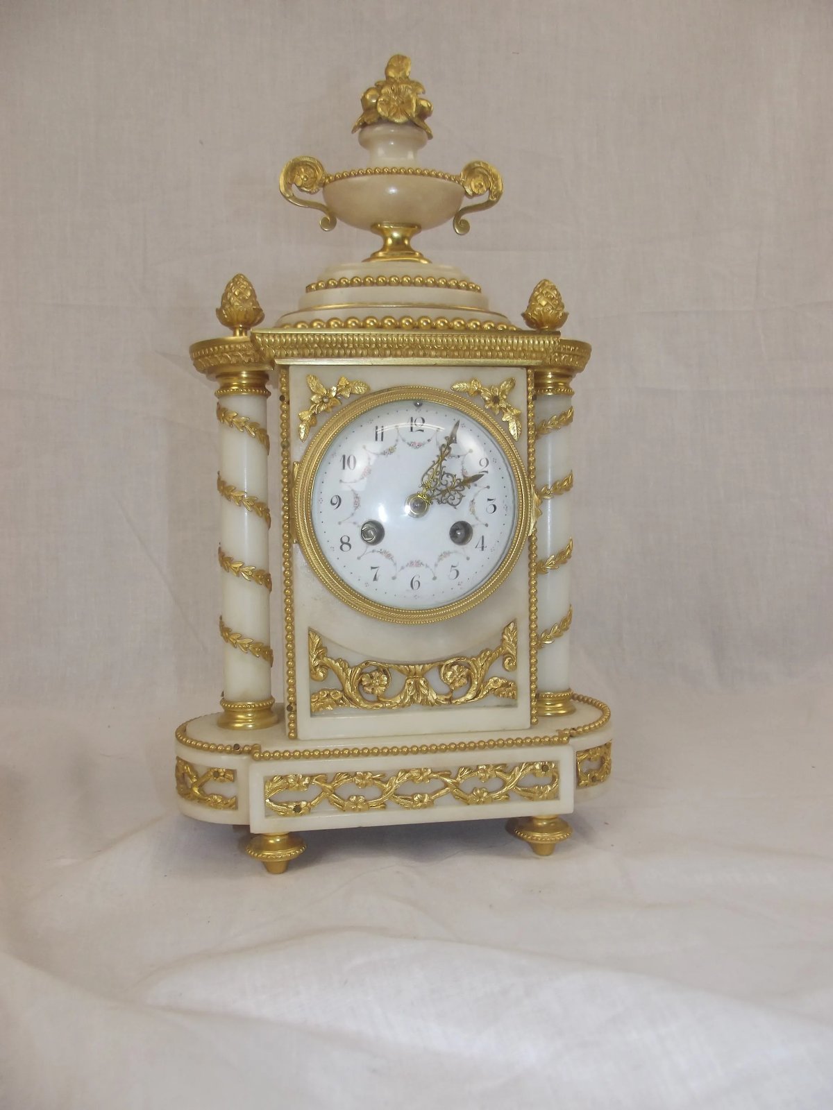 c1880 Striking French Ormolu And White Marble Mantle Clock - Image 2