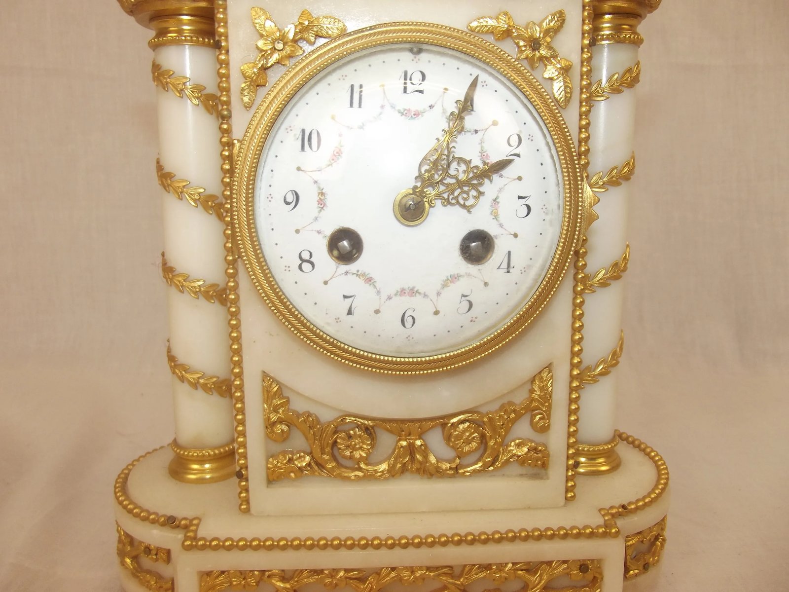 c1880 Striking French Ormolu And White Marble Mantle Clock - Image 3