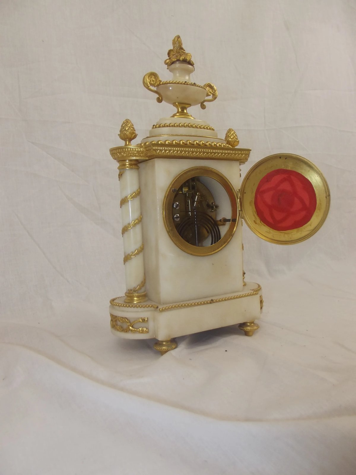 c1880 Striking French Ormolu And White Marble Mantle Clock - Image 6