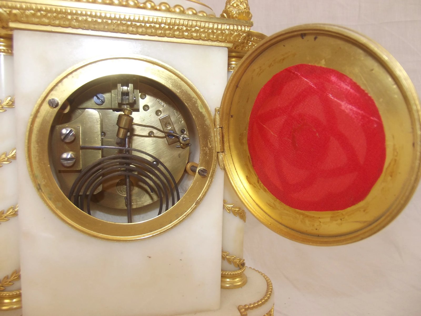 c1880 Striking French Ormolu And White Marble Mantle Clock - Image 7