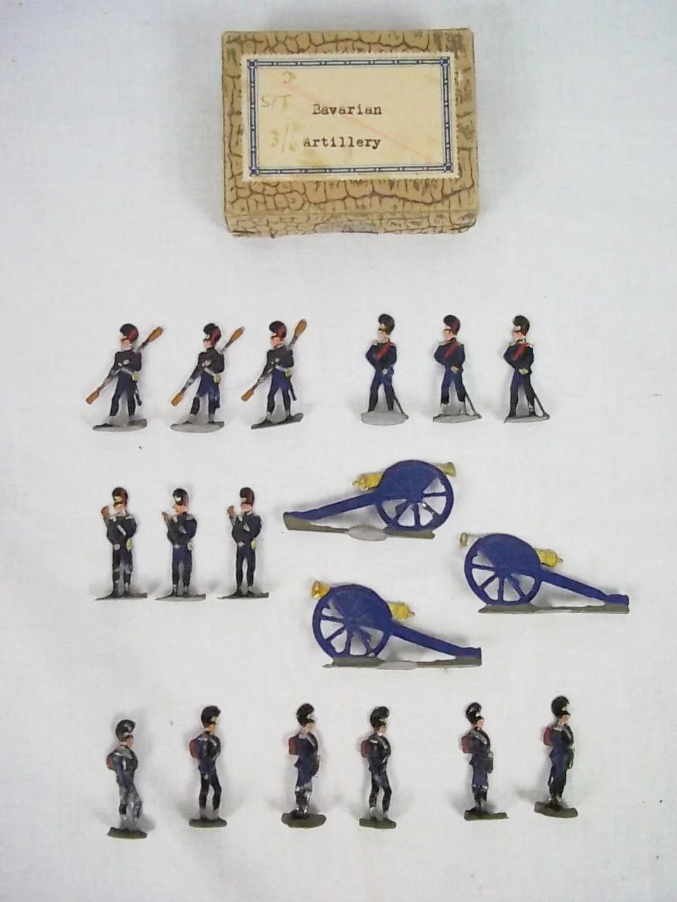 c1900/20 Bavarian Artillery Vintage Tin Flats 18 Pieces. Boxed