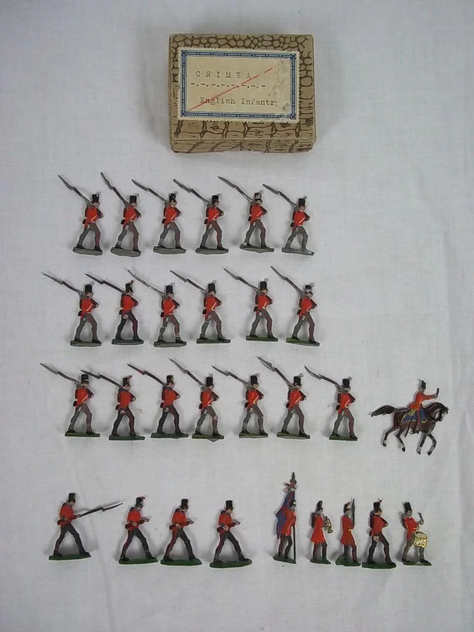 c1900/20 Crimea English Infantry Vintage Tin/Lead Flats 29 Pieces. Boxed - Image 2