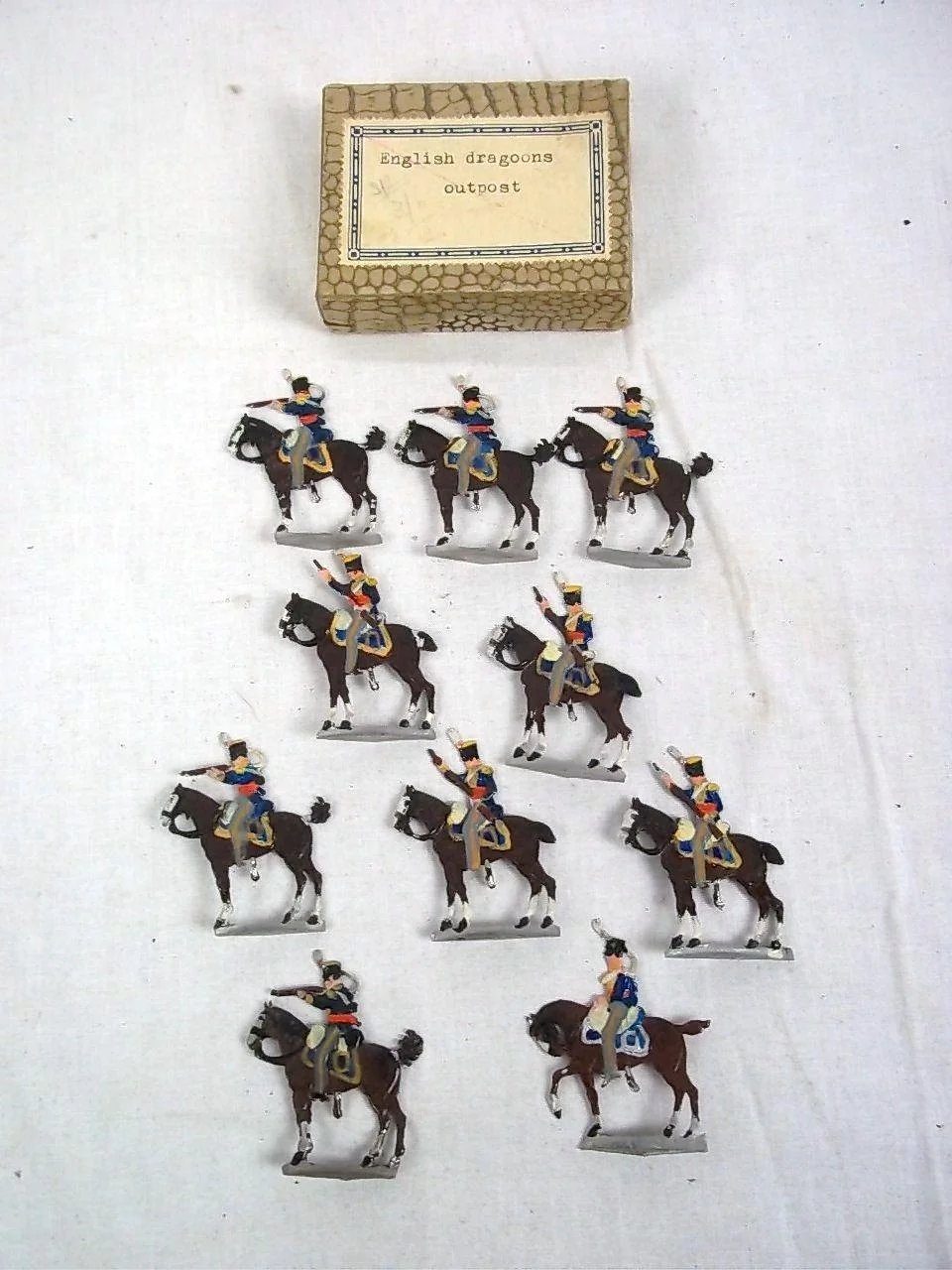 c1900/20 English Dragoons Outpost Vintage Tin Flats 10 Pieces. Boxed - Image 2