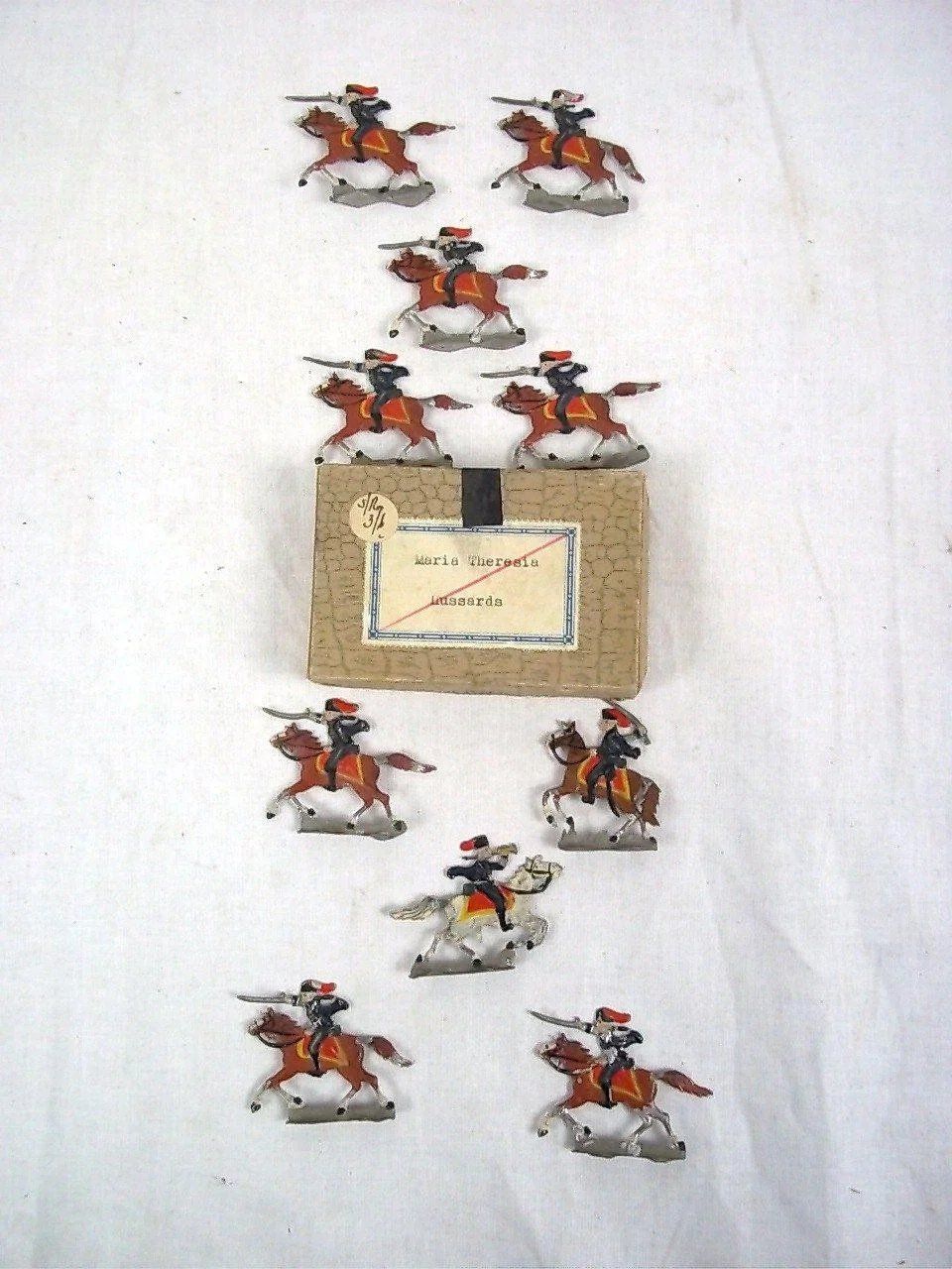 c1900/20 Maria Theresia Hussars Vintage Tin Flats 10 Pieces. Boxed