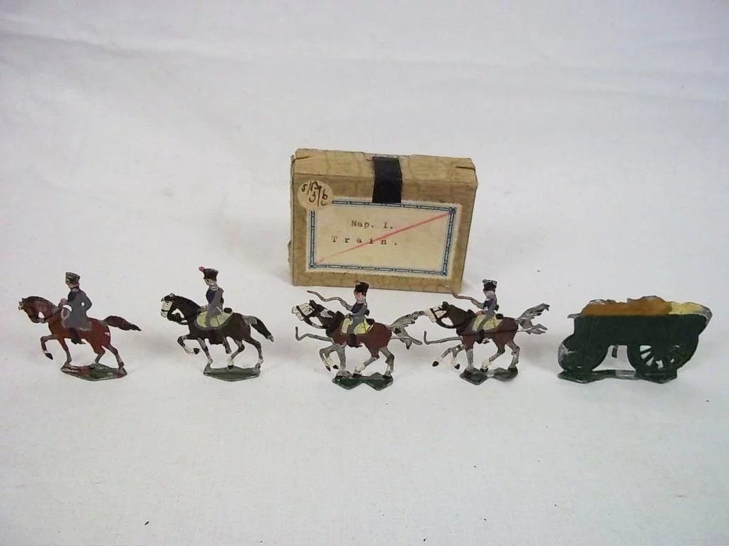 c1900/20 Nap.1. Baggage Train Vintage Tin Flats 5 Pieces. Boxed