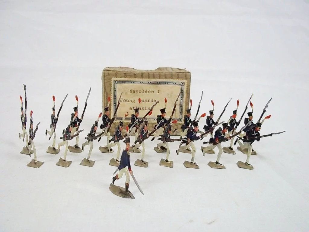 c1900/20 Napoleon 1 French Young Guards Attacking Vintage Tin/Lead Flats Boxed