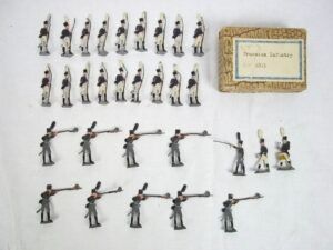c1900/20 Prussian Infantry 1813 Vintage Tin Flats 30 Pieces. Boxed