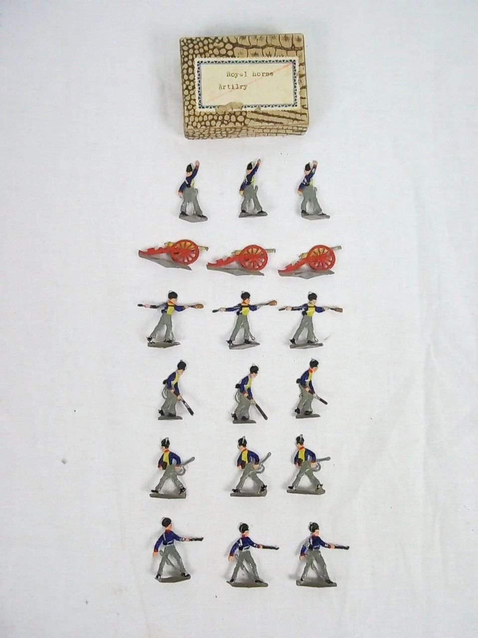 c1900/20 Royal Horse Artillery Vintage Tin/Lead Flats 18 Pieces. Boxed
