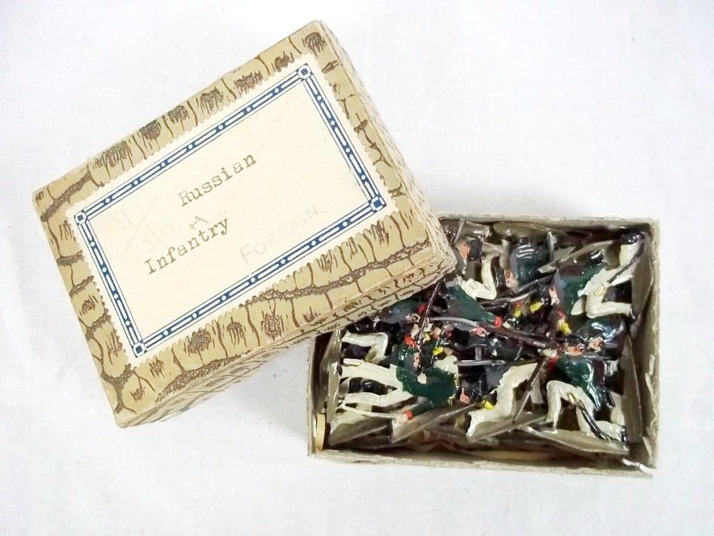 c1900/20 Russian Infantry Vintage Tin Flats 22 Pieces. Boxed - Image 2