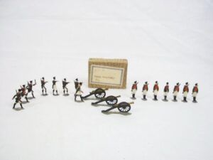 c1900/20 Saxon Artillery Vintage Tin/Lead Flats 18 Pieces. Boxed