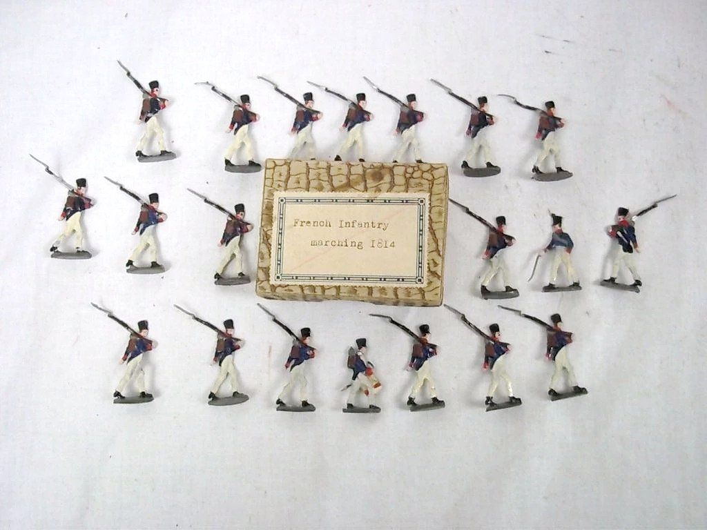 c1900/20 "French Infantry Marching 1814" Vintage Tin Flats 20 Pieces. Boxed