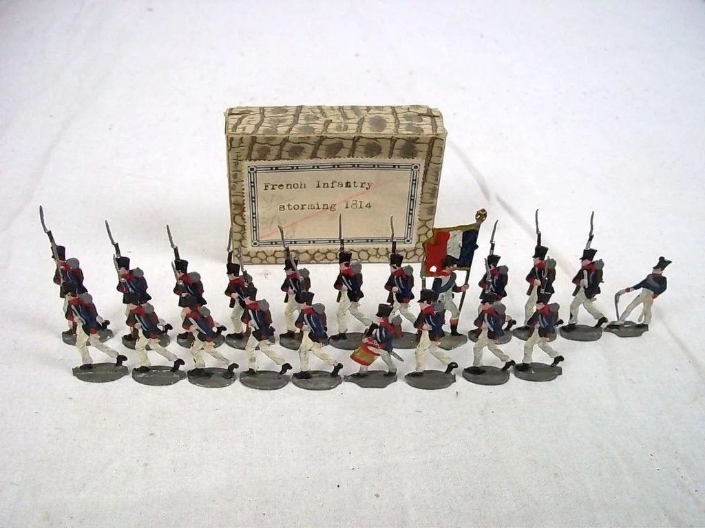c1900/20 "French Infantry Storming 1814" Vintage Tin Flats 21 Pieces. Boxed - Image 2