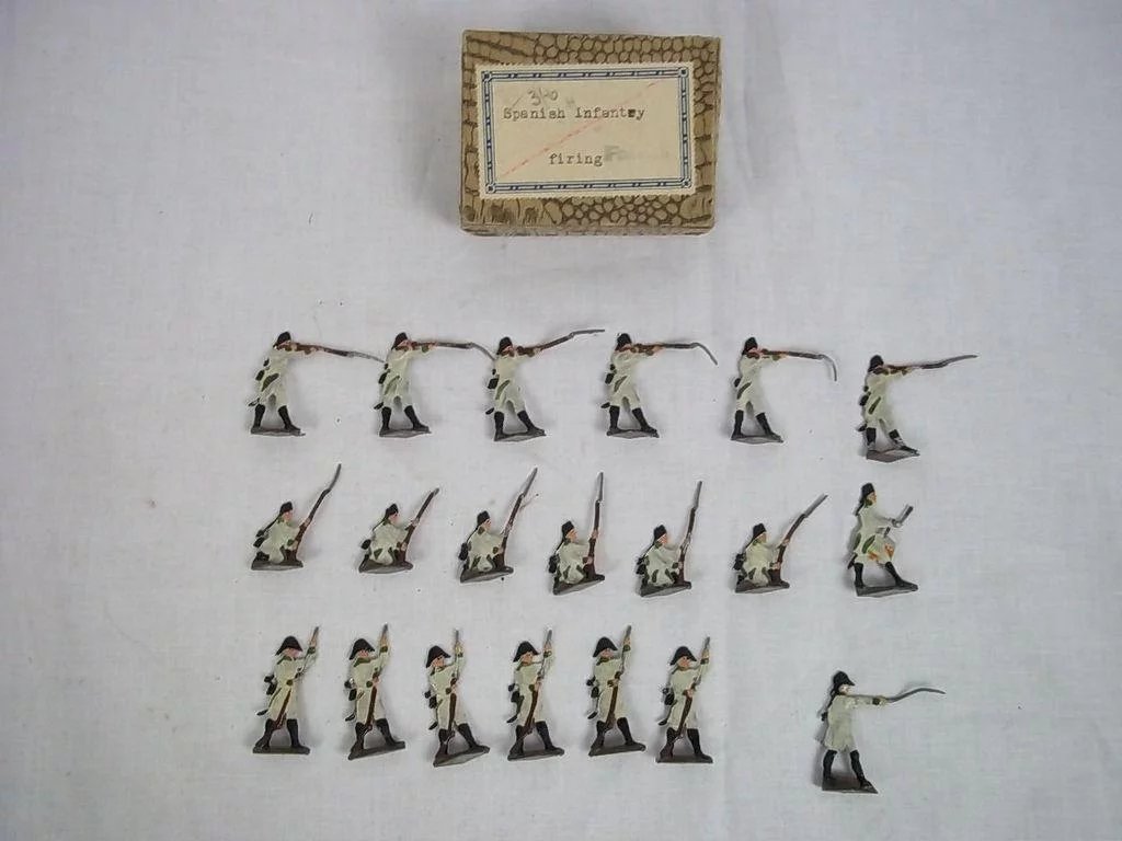 c1900/20 "Spanish Infantry Firing" Vintage Tin/Lead Flats 20 Pieces. Boxed