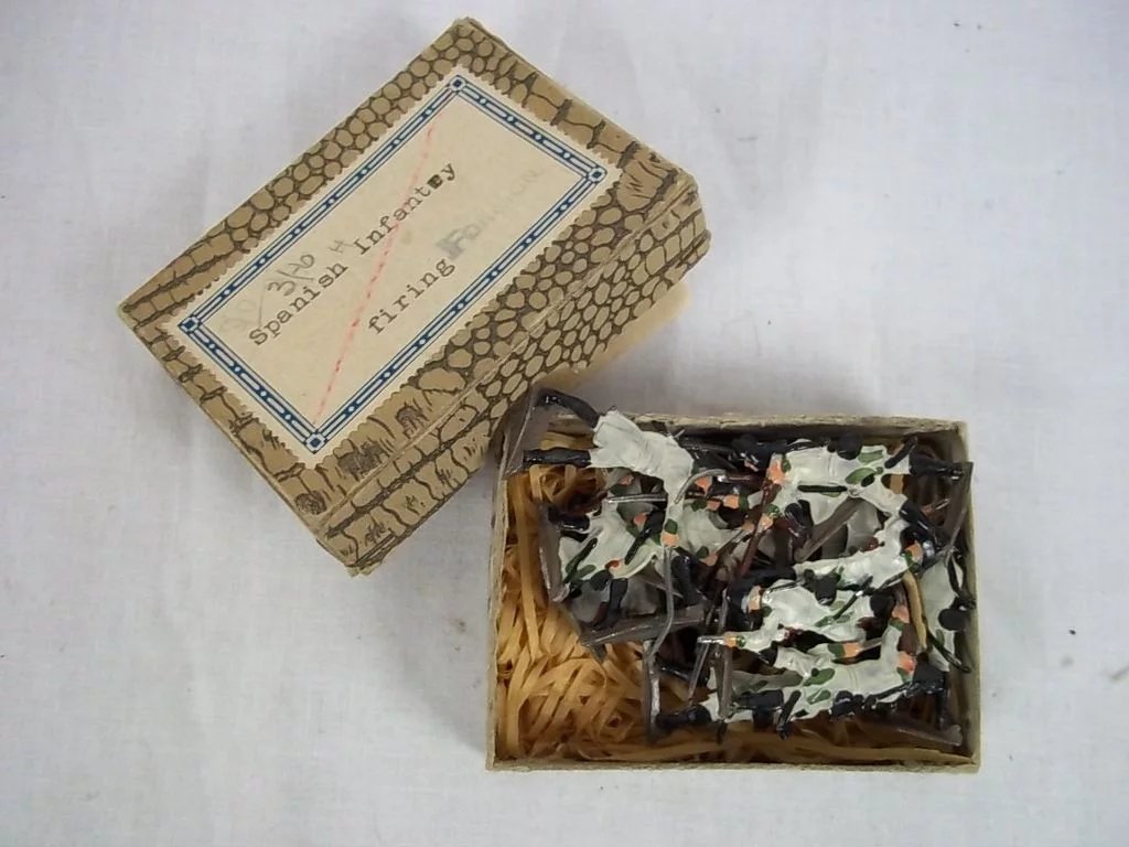 c1900/20 "Spanish Infantry Firing" Vintage Tin/Lead Flats 20 Pieces. Boxed - Image 2