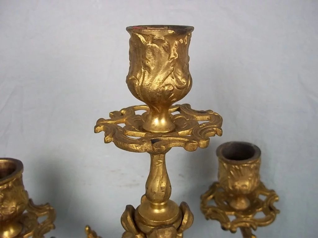 c1900 French Ormolu & Onyx 5 Branch Candelabra - Image 6