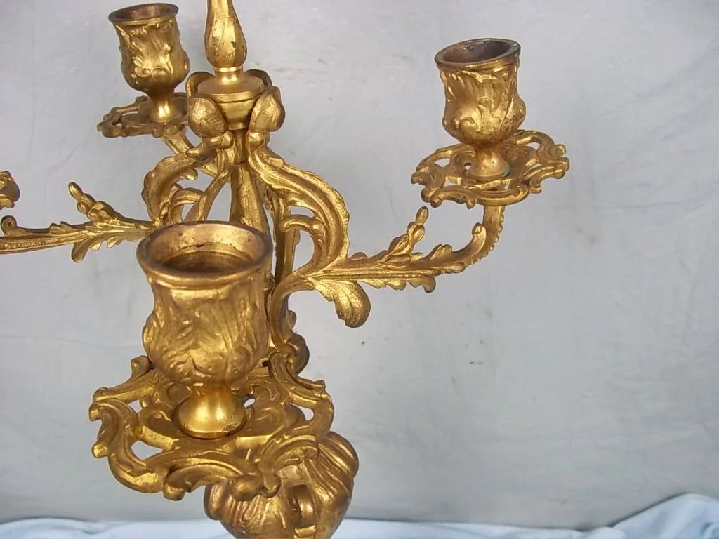 c1900 French Ormolu & Onyx 5 Branch Candelabra - Image 7