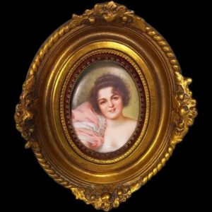 c1900 Oval Oil On Porcelain Plaque Portrait Of A Marquesa Lady By Bruno Geyer