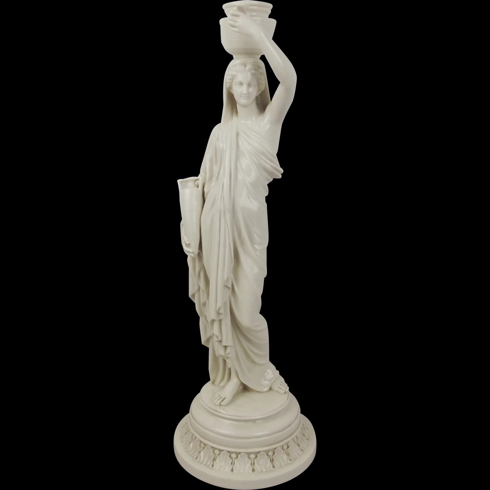 c1900 Royal Worcester Grecian Lady Porcelain Table Lamp