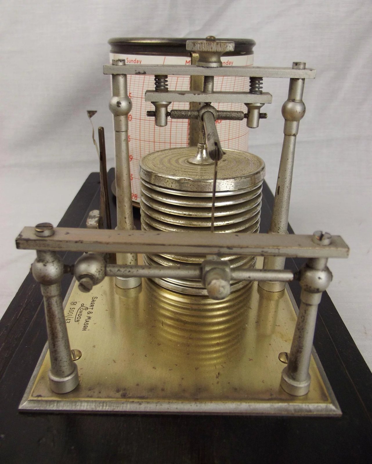 c1900 Short & Mason Cased Barograph - Image 7