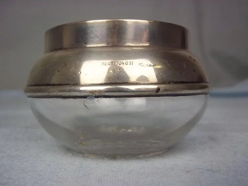 c1900 Silver Rimmed Glass Bowl - Image 2