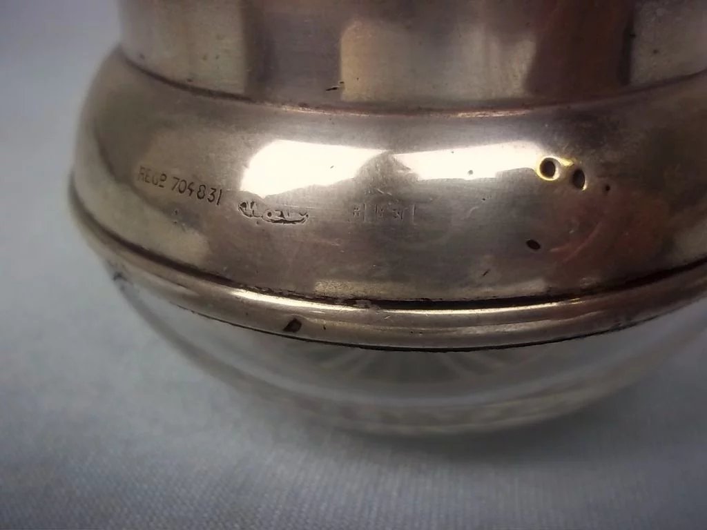 c1900 Silver Rimmed Glass Bowl - Image 3
