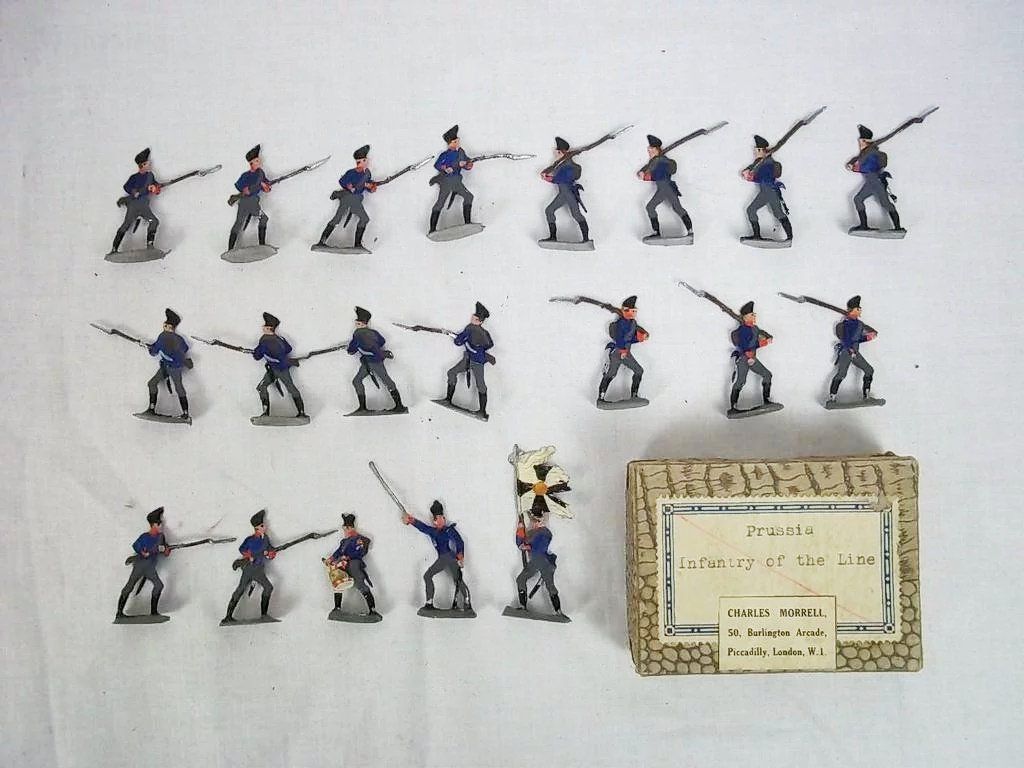 c1900 "Prussia Infantry of the Line" Vintage Tin Flats 20 Pieces. Boxed