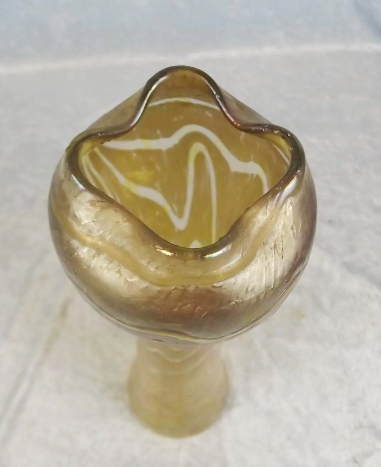 c1905 Bohemian Otto Tham For Fritz Heckert Changeant Silberband Glass Vase - Image 6