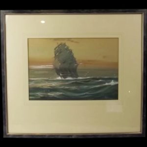c1929 Wilfred Knox ‘In The Trade Winds’ Watercolour Of A Clipper