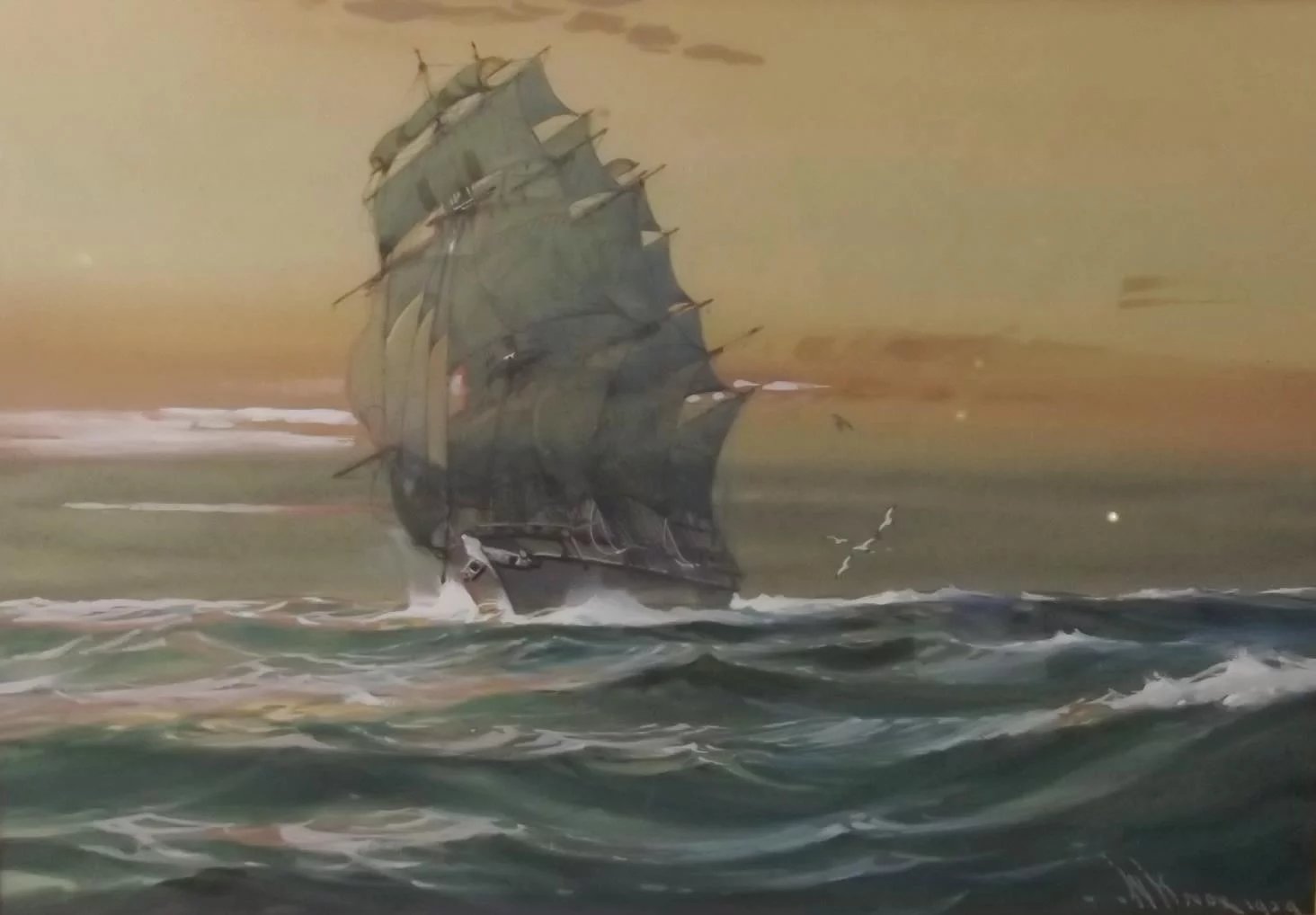 c1929 Wilfred Knox ‘In The Trade Winds’ Watercolour Of A Clipper - Image 3