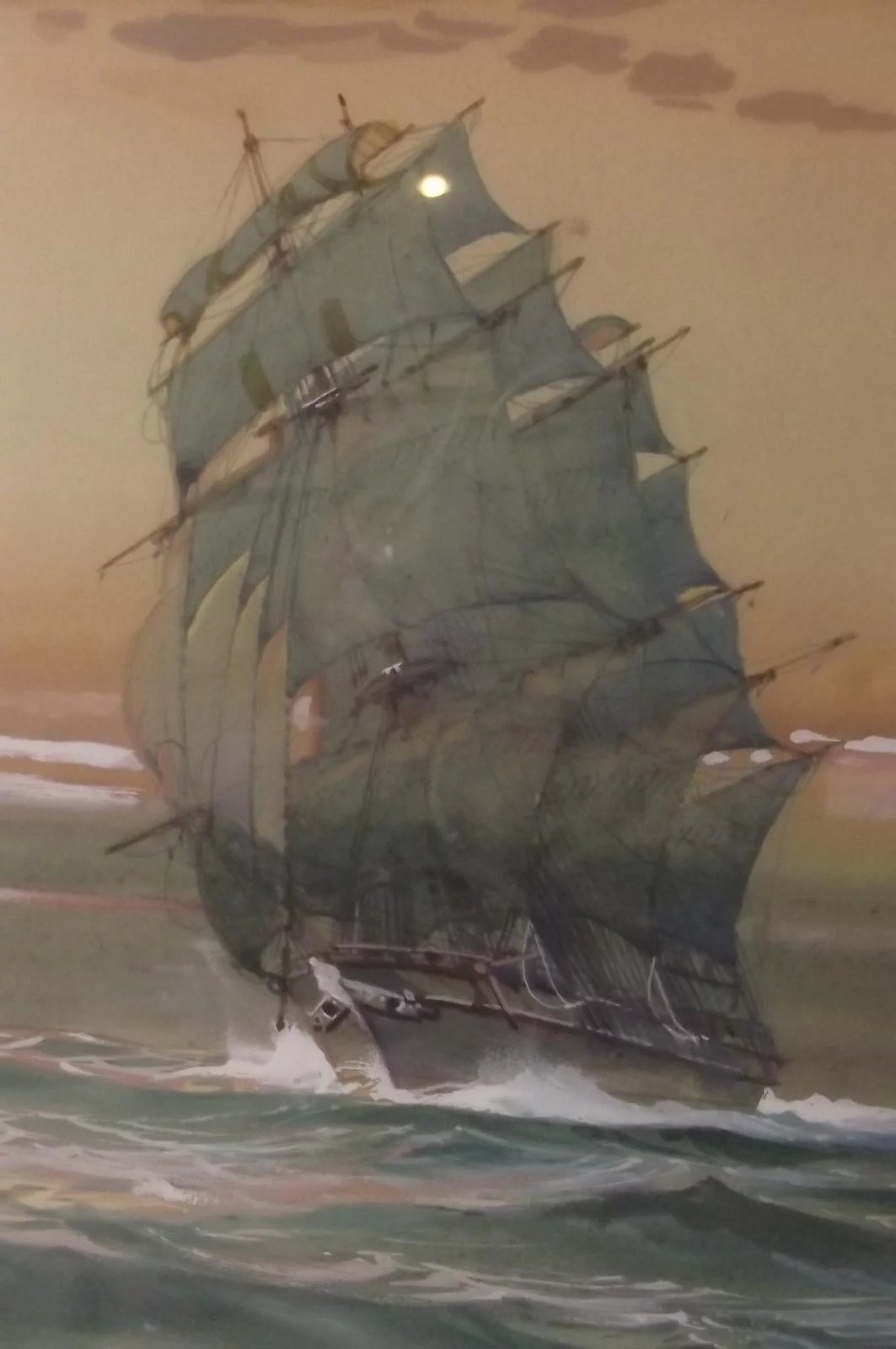 c1929 Wilfred Knox ‘In The Trade Winds’ Watercolour Of A Clipper - Image 4