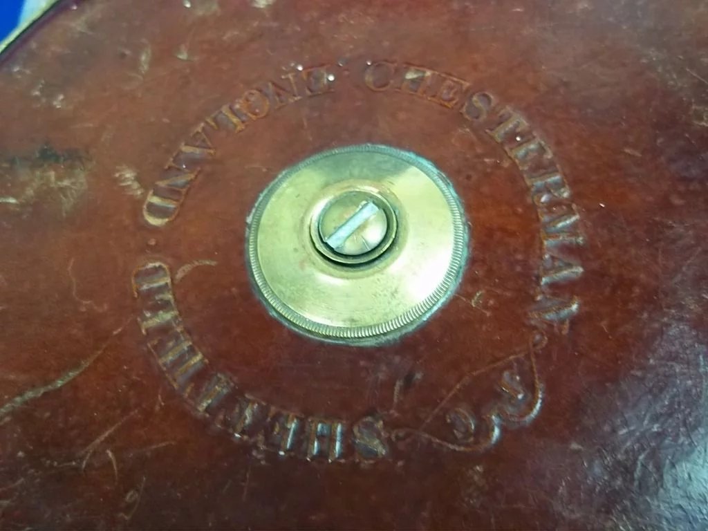 c1950 100 Foot Leather Bound Tape Measure By Chesterman Of Sheffield - Image 7