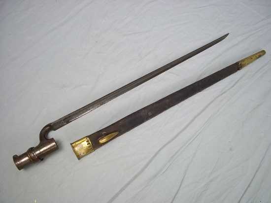 1853 Martini Socket Bayonet with leather scabbard