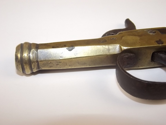 19th Century, Brass Octagonal Cannon Barreled Percussion Pocket Pistol None Muzzleloader - Image 11