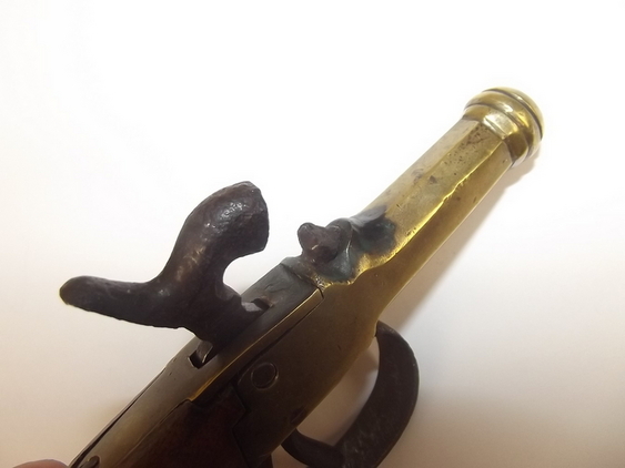 19th Century, Brass Octagonal Cannon Barreled Percussion Pocket Pistol None Muzzleloader - Image 3