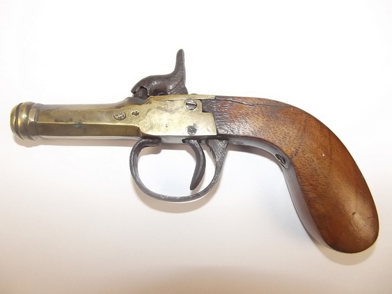 19th Century, Brass Octagonal Cannon Barreled Percussion Pocket Pistol None Muzzleloader - Image 4