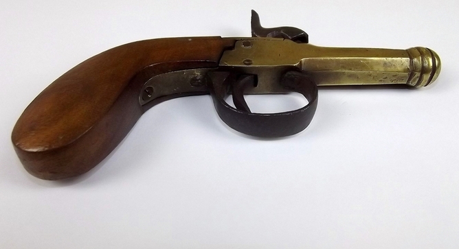 19th Century, Brass Octagonal Cannon Barreled Percussion Pocket Pistol None Muzzleloader - Image 6