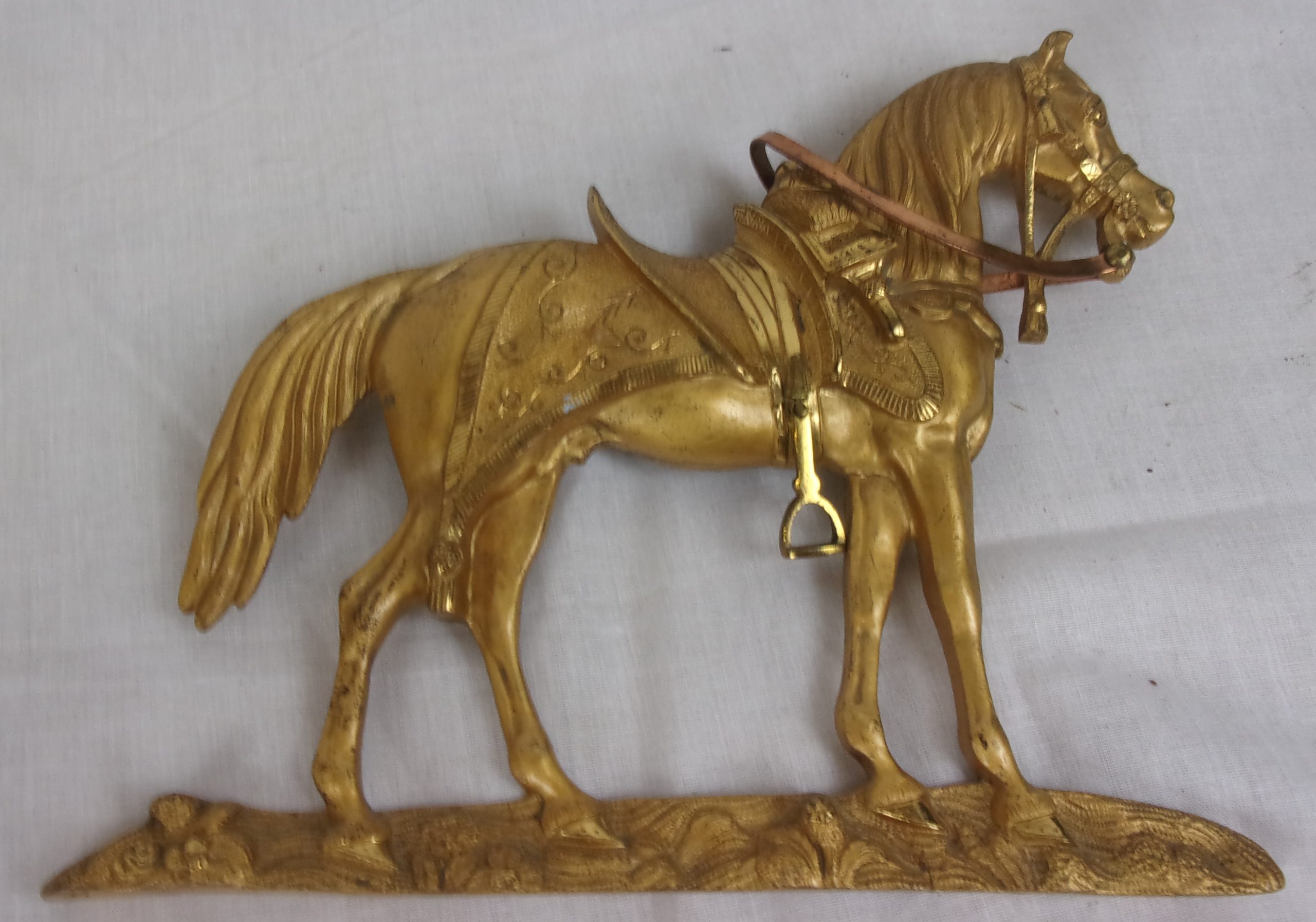 Circa 1850 Gilt Half Horse With Saddle Cloth