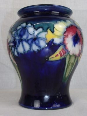 1930's William Moorcroft Orchid Pattern Squat Balluster Form Vase