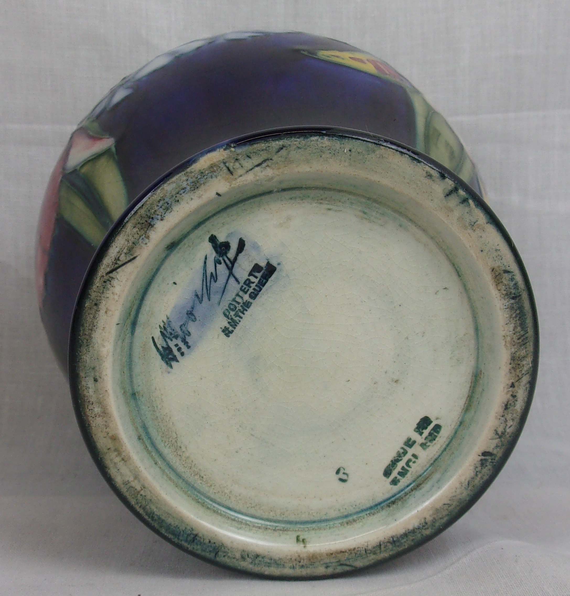 1930's William Moorcroft Orchid Pattern Squat Balluster Form Vase - Image 3