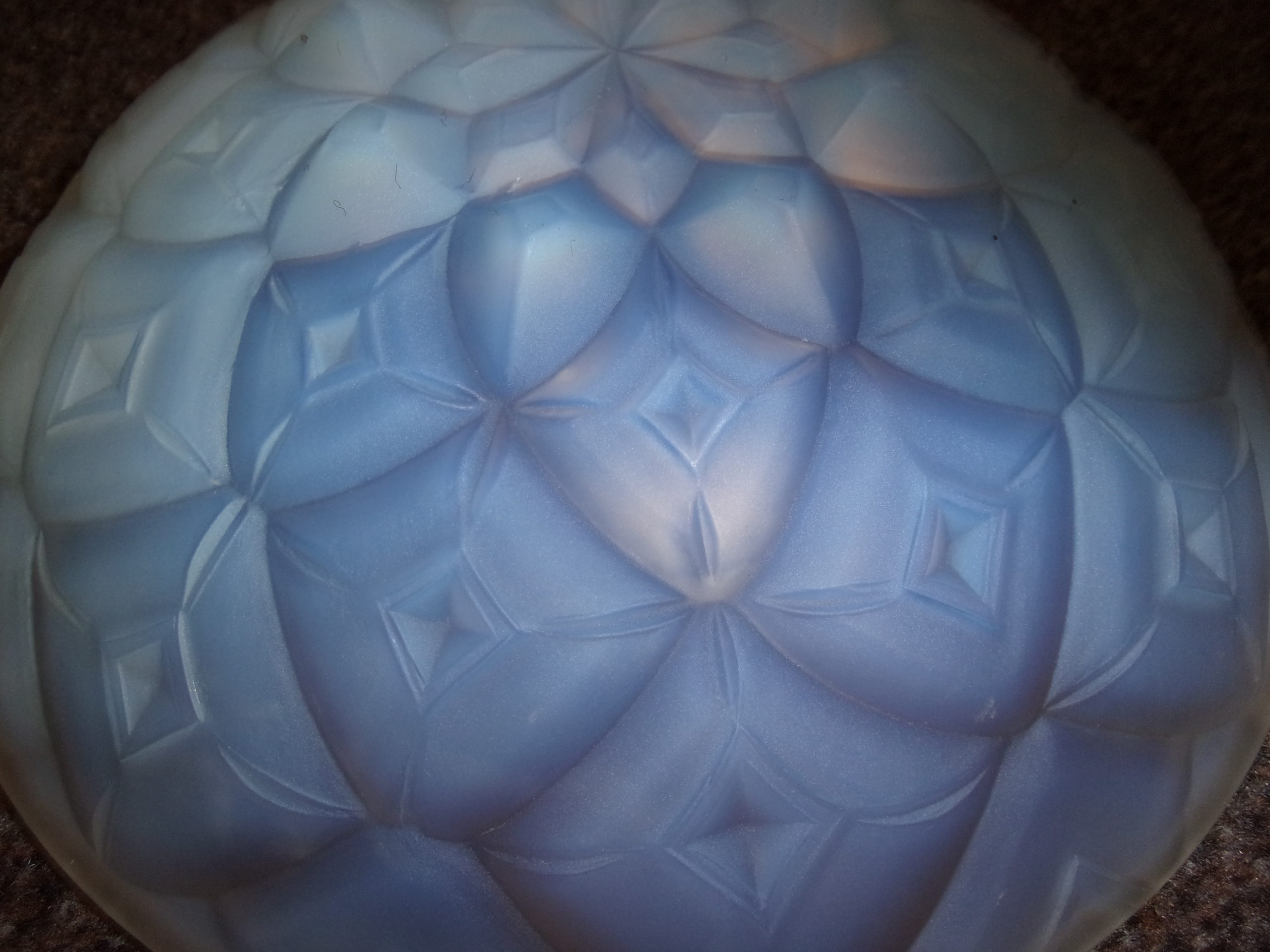 Circa 1930 French Pressed Opalescent Glass Geometric Dahlia Bowl By Andre Hunebelle - Image 2
